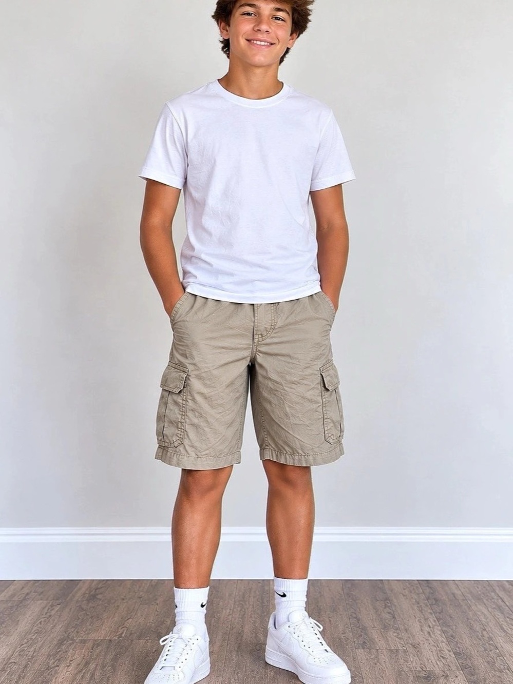 THE CHILDREN'S PLACE Boys Ripstop Pull-On Cargo Shorts Khaki Size 16